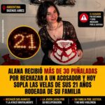 Alana Sobrevivió a un brutal ataque por rechazar a su acosador y hoy pide justicia en su cumpleaños 21